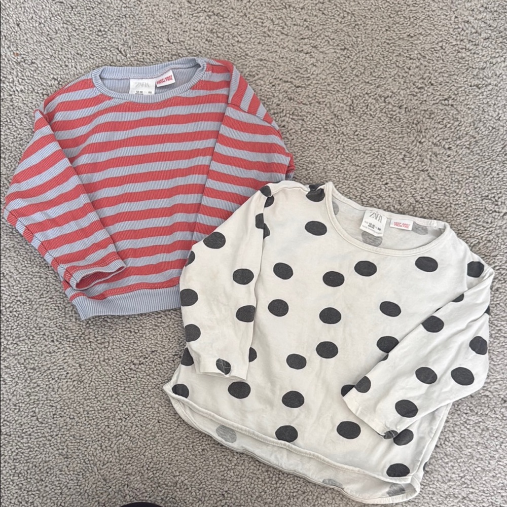Zara bundle! Striped and Polka Dot Tops 12-18mo